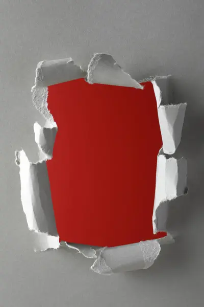 Hole Torn Paper Red Background — Stock Photo, Image