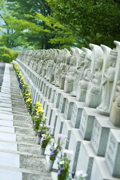 Cementerio Con Tumbas Verano Japón Fondo — Foto de Stock