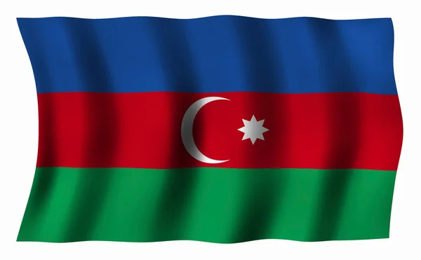 Σημαία Αζερμπαϊτζάν Λευκό Φόντο — Φωτογραφία Αρχείου