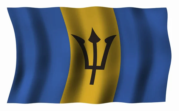 Bandeira Barbados Acenando Vento — Fotografia de Stock