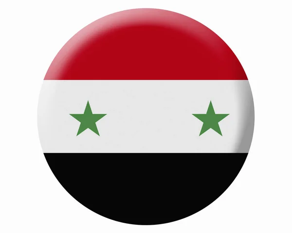 Syria Bandeira Botão Isolado Fundo Branco — Fotografia de Stock