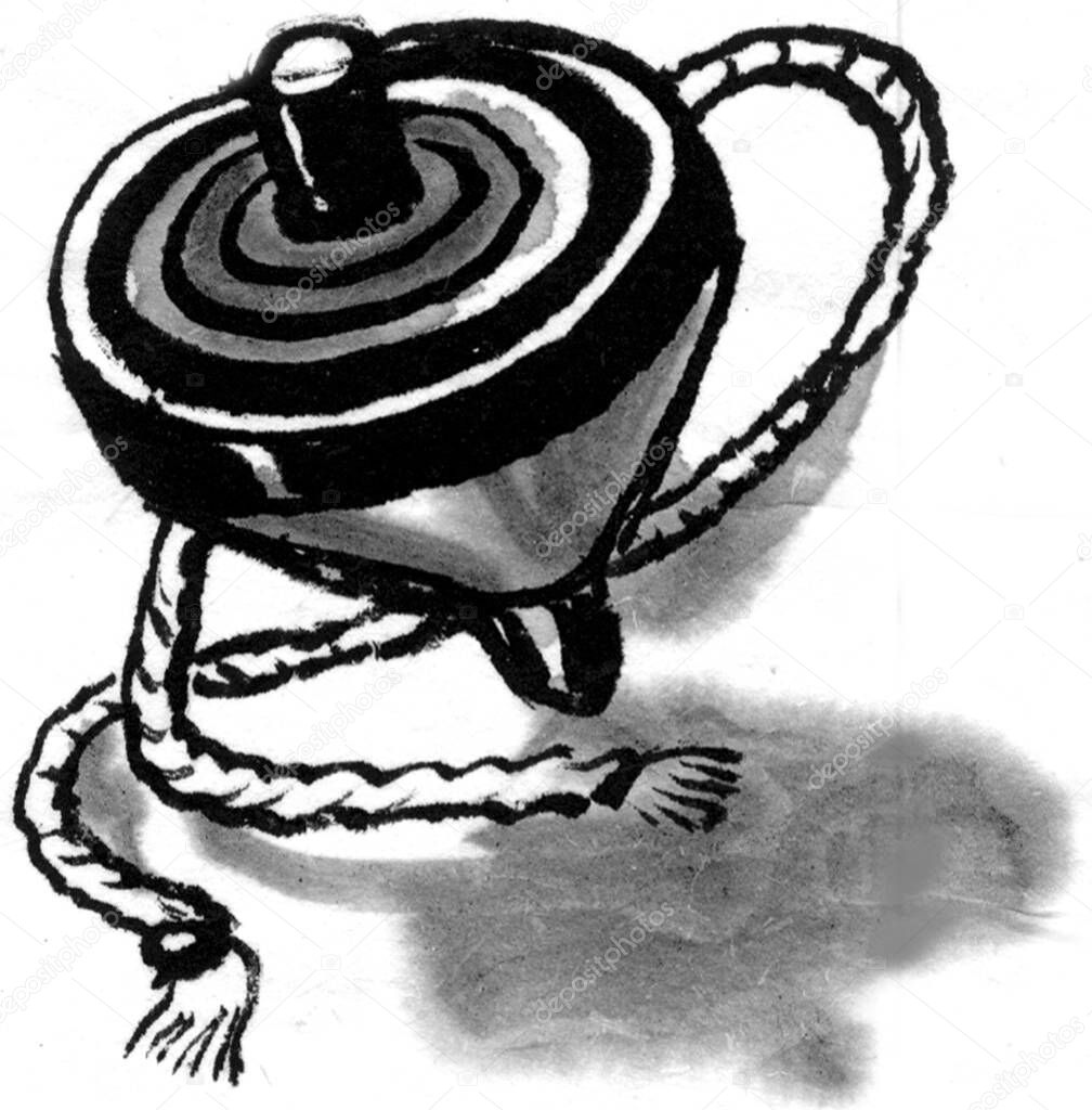 Spin top icon, simple cartoon illustration on white background