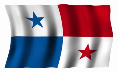 Beyaz rüzgarda dalgalanan panama bayrağı