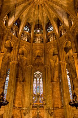 Notre Dame De Paris Katedrali 'nin iç manzarası, Fransa. 