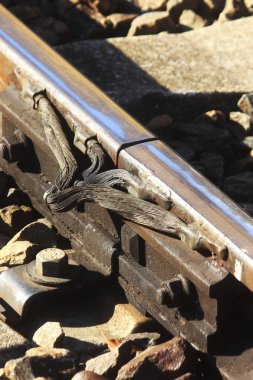 Eski metal tren raylarına yakın çekim