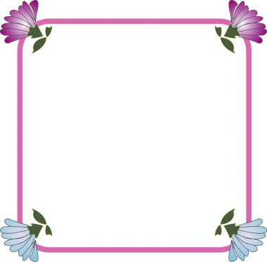 güzel dekoratif çerçeve beyaz arka planda çiçek elementleri.         