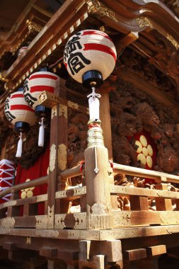 Japon geleneksel fenerleri tapınağa yakın görüntüde.