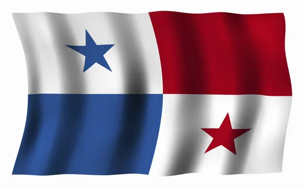 白い風に振るパナマの旗 — ストック写真