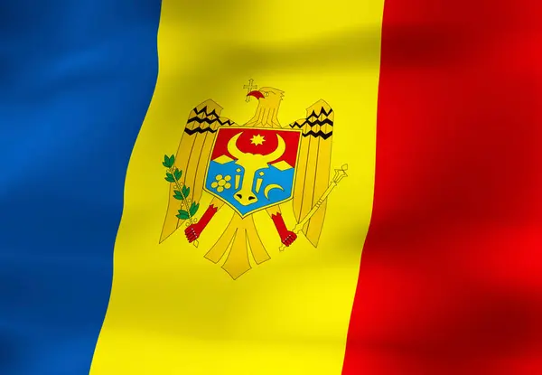 Národní Vlajka Moldavsko — Stock fotografie