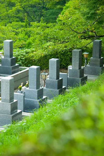 Vecchio Cimitero Con Tombe Estate Giappone — Foto Stock