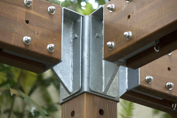 metal fasteners and wooden boards