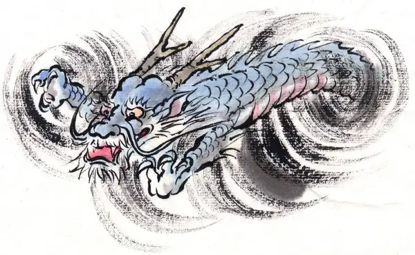 Hand drawn Japanese style dragon, asian cartoon character