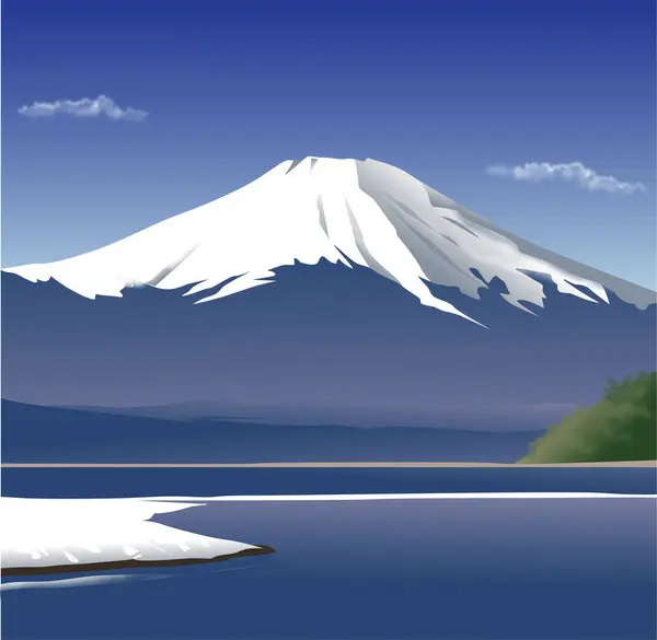 Güzel Japon Fuji Dağı Nın Renkli Çizimi — Stok fotoğraf