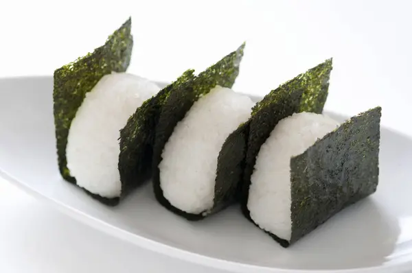 Onigiri Japanese Food Japanese Rice Balls Rice Triangles Seaweed — Stock Photo, Image