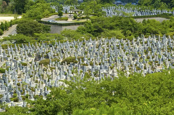 Старое Кладбище Гробницами Летом Японии — стоковое фото