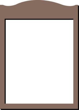 An illustration of a blank, brown-framed plaque with a decorative top.