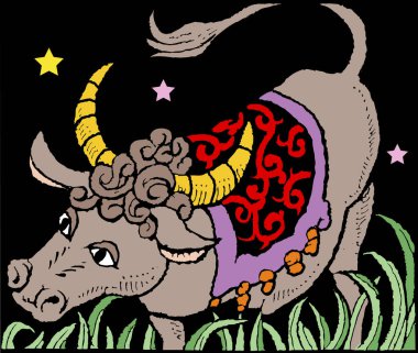 Beyaz arkaplanda burç işaretinin Taurus çizimi 