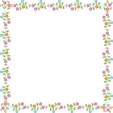 güzel dekoratif çerçeve beyaz arka planda çiçek elementleri.         