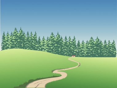 Renkli manzaralı dağ manzarası çizimi