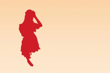 Soyut arka planda soyutlanmış elbise giymiş bir kadının silueti.