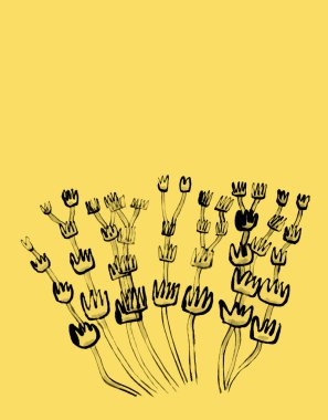  İllüstrasyon, el çizimi çiçekler, çiçek dokusu