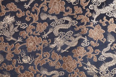 Asya ejderhaları kumaş desenli arka plan, kapat