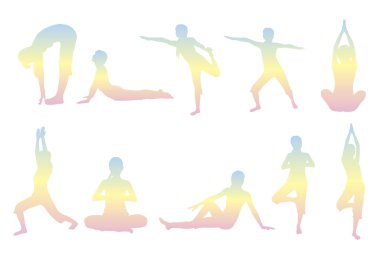 Farklı pozlardaki kadın siluetleri.