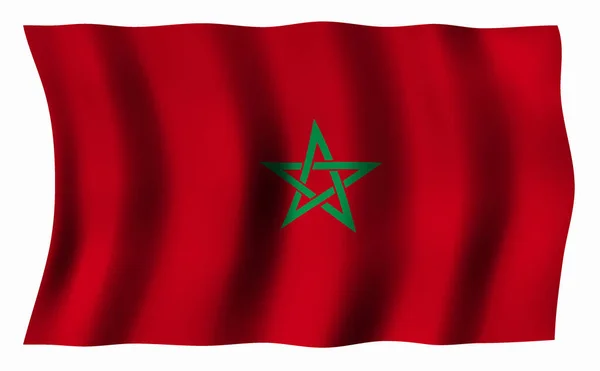 Bandeira Marrocos Acenando Vento — Fotografia de Stock