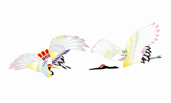 Arka Planda Japon Turna Kuşlarının Çizimi — Stok fotoğraf