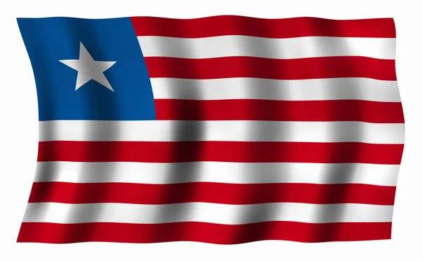 Bandiera Liberia Bandiera Nazionale Isolata Sfondo Bianco — Foto Stock