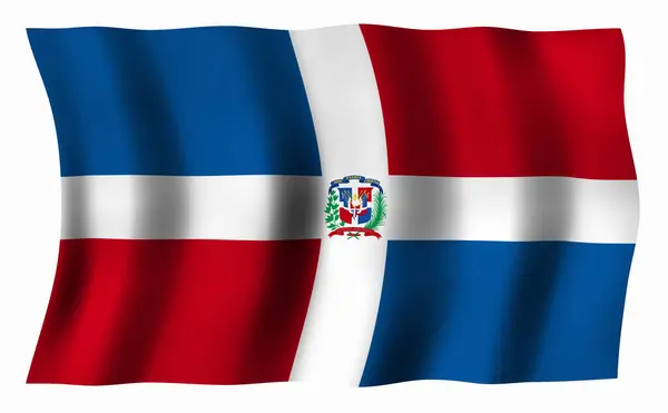 Vlajka Dominikánské Republiky Mává Větru — Stock fotografie