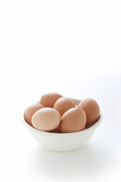 Uova Pollo Bianco Piatto Bianco — Foto Stock
