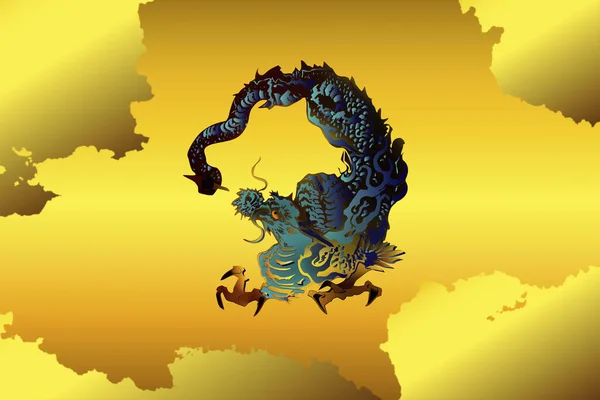 Fantasi Asiatisk Drake Gyllene Lutning Bakgrund — Stockfoto