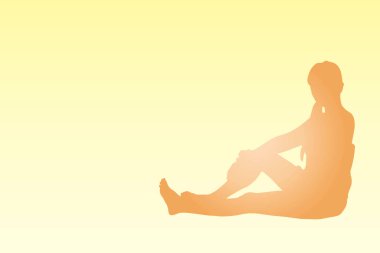 Kadın vücut ikonu. Kadın silueti yoga yapıyor. 