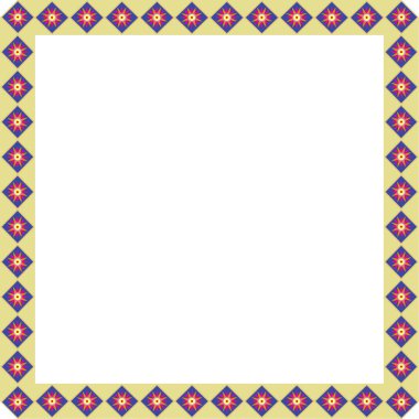 An illustration of a blank, square frame with a repetitive geometric pattern.