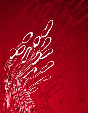 Kırmızı arkaplanda soyut bitkiler 