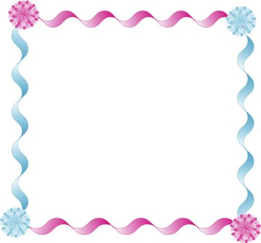 Beyaz arkaplanda mavi ve pembe kurdeleler