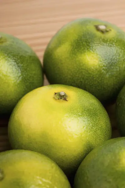 Mandarini Verdi Sfondo Frutta Vista Vicino — Foto Stock