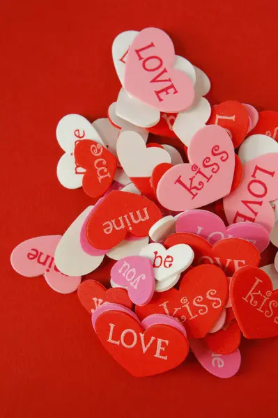 Romantico Sfondo Giorno San Valentino Con Cuori Testo — Foto Stock