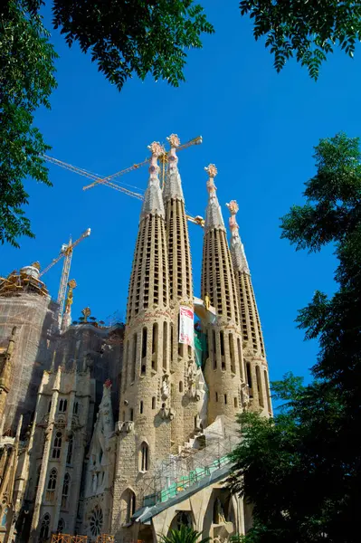 Außenansicht Der Sagrada Familia Große Unvollendete Römisch Katholische Basilika Stadtteil — Stockfoto