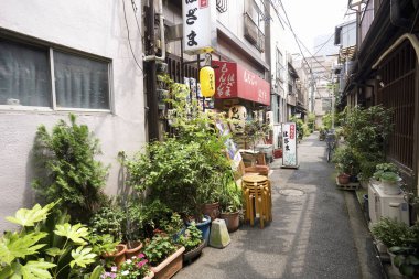 Japon köyündeki eski evlerin gündüz manzarası