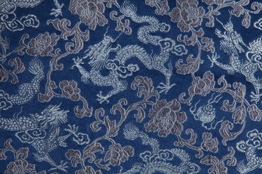 Asya ejderhaları kumaş desenli arka plan, kapat