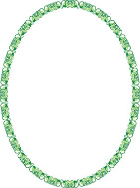 Yeşil yaprakları ile oval çerçeve  