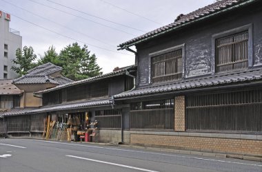 Japon köyündeki eski geleneksel mimari.