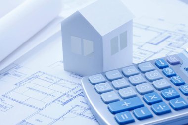 Mimari proje. plan üzerinde çizim ve hesap makinesi.             