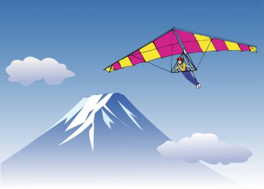 Güzel Japon Fuji Dağı 'nın renkli çizimi