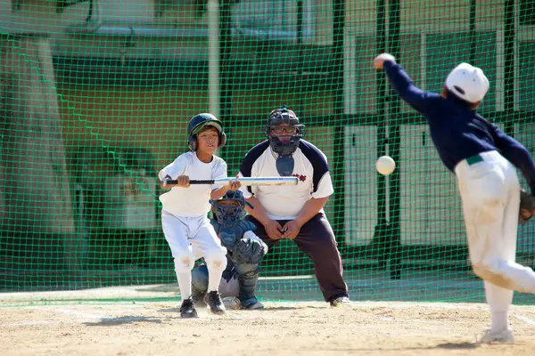Japanese Children Playing Baseball Little League Concept — Stock Photo, Image