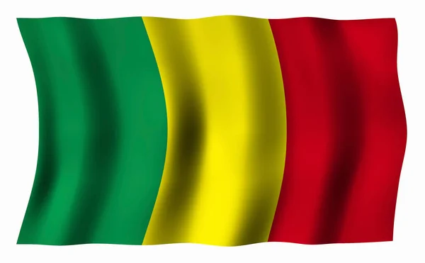 Bandeira Benin Bandeira Vento Com Bandeira Branca Isolado Fundo Branco — Fotografia de Stock