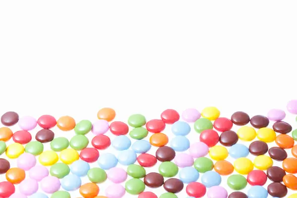 Bunte Bonbons Hintergrund Isoliert Auf Weiß — Stockfoto
