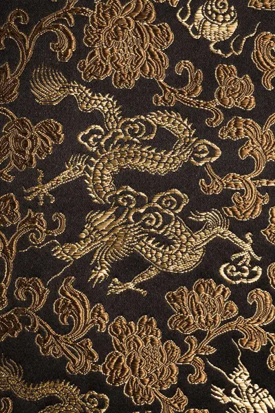 Asiatische Drachen Stoffmuster Hintergrund Nahaufnahme — Stockfoto